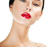 young beautiful woman. perfect skin. red lipstick.